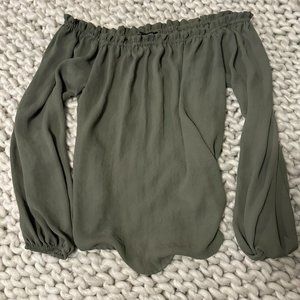 Forever 21 off shoulder olive green top - M